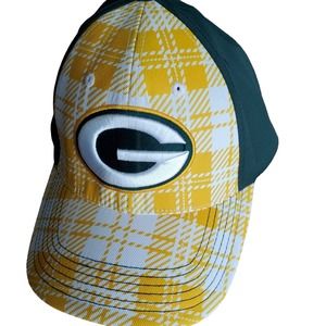 New Green Bay Packers Hat NFL Team Apparel Adjustable Green Gold Plaid Unisex